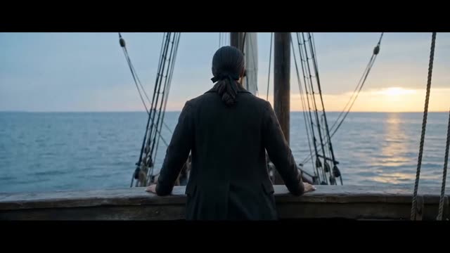 Tadeusz Kościuszko na pokładzie statku — kadr z filmu Freedom